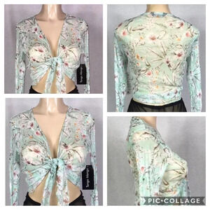 Tango Mango Mesh Floral Crop Top New With Tags